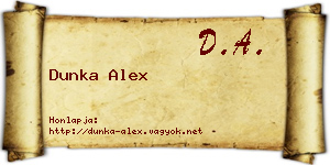 Dunka Alex névjegykártya